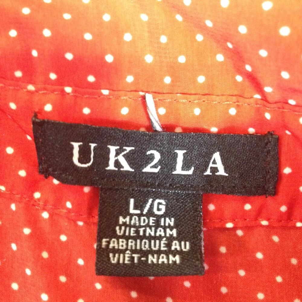 UK2LA Polka Dot Shirt Sleeveless Blouse Red Large - Picture 3 of 8